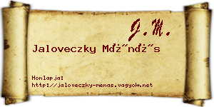 Jaloveczky Ménás névjegykártya